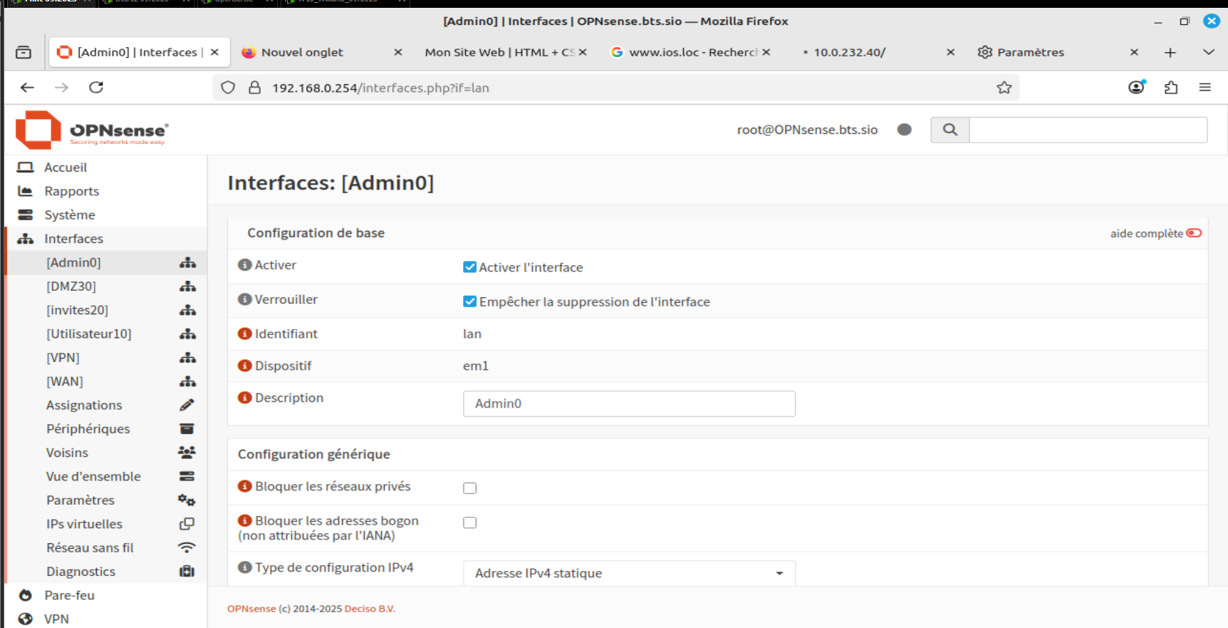 TP OPNsense – Déploiement et Sécurisation d'un Pare-feu